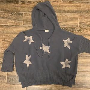 GRAY tattered star sweater